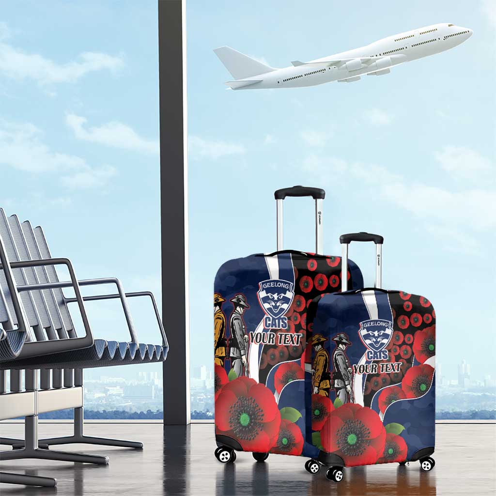Geelong Cats ANZAC Personalised Luggage Cover Lest We Forget Poppy Camo