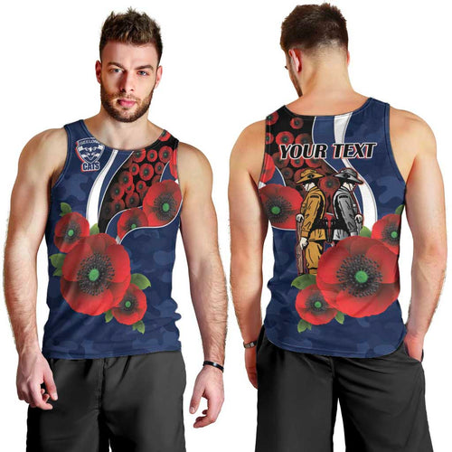 Geelong Cats ANZAC Personalised Men Tank Top Lest We Forget Poppy Camo