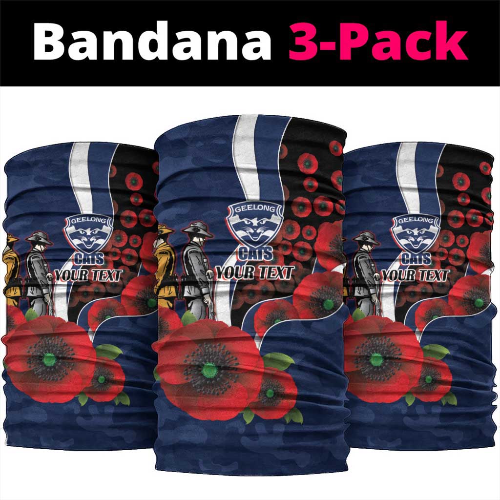Geelong Cats ANZAC Personalised Neck Gaiter Lest We Forget Poppy Camo