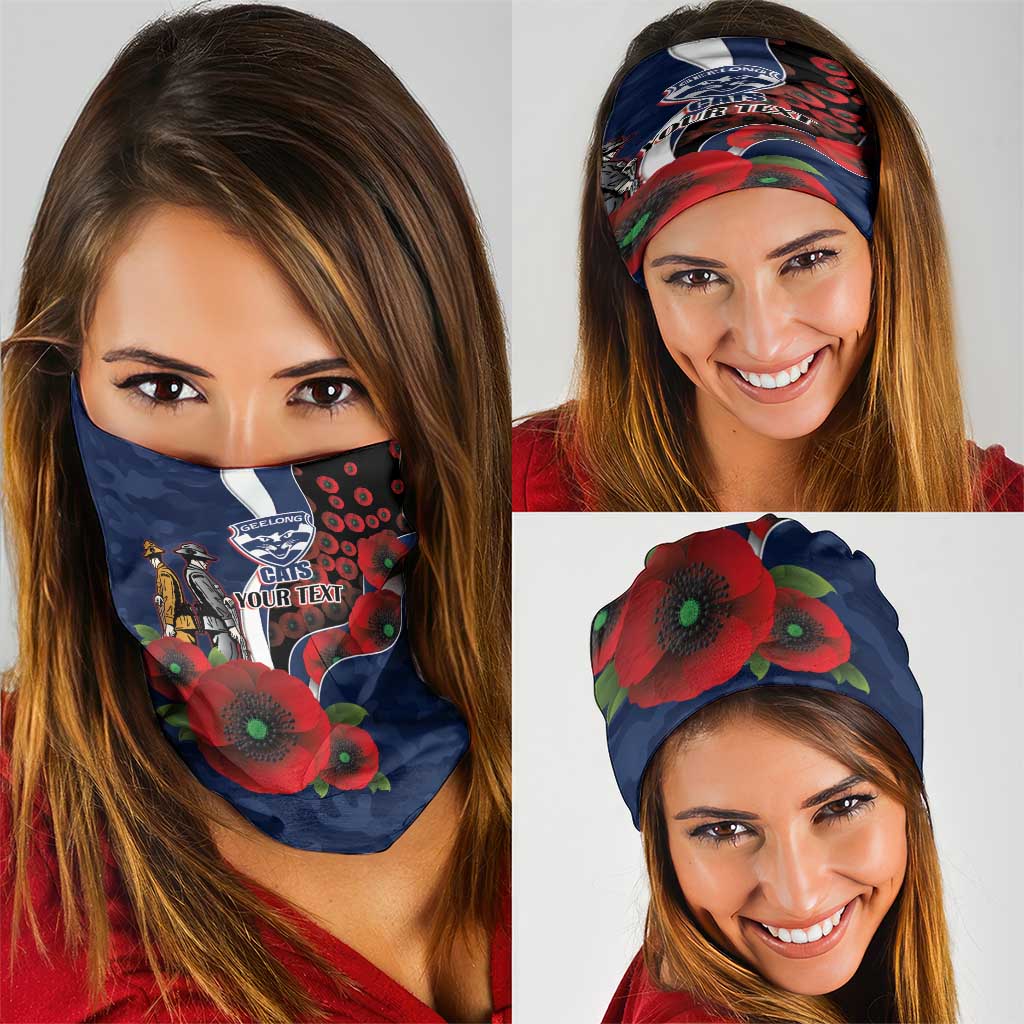 Geelong Cats ANZAC Personalised Neck Gaiter Lest We Forget Poppy Camo