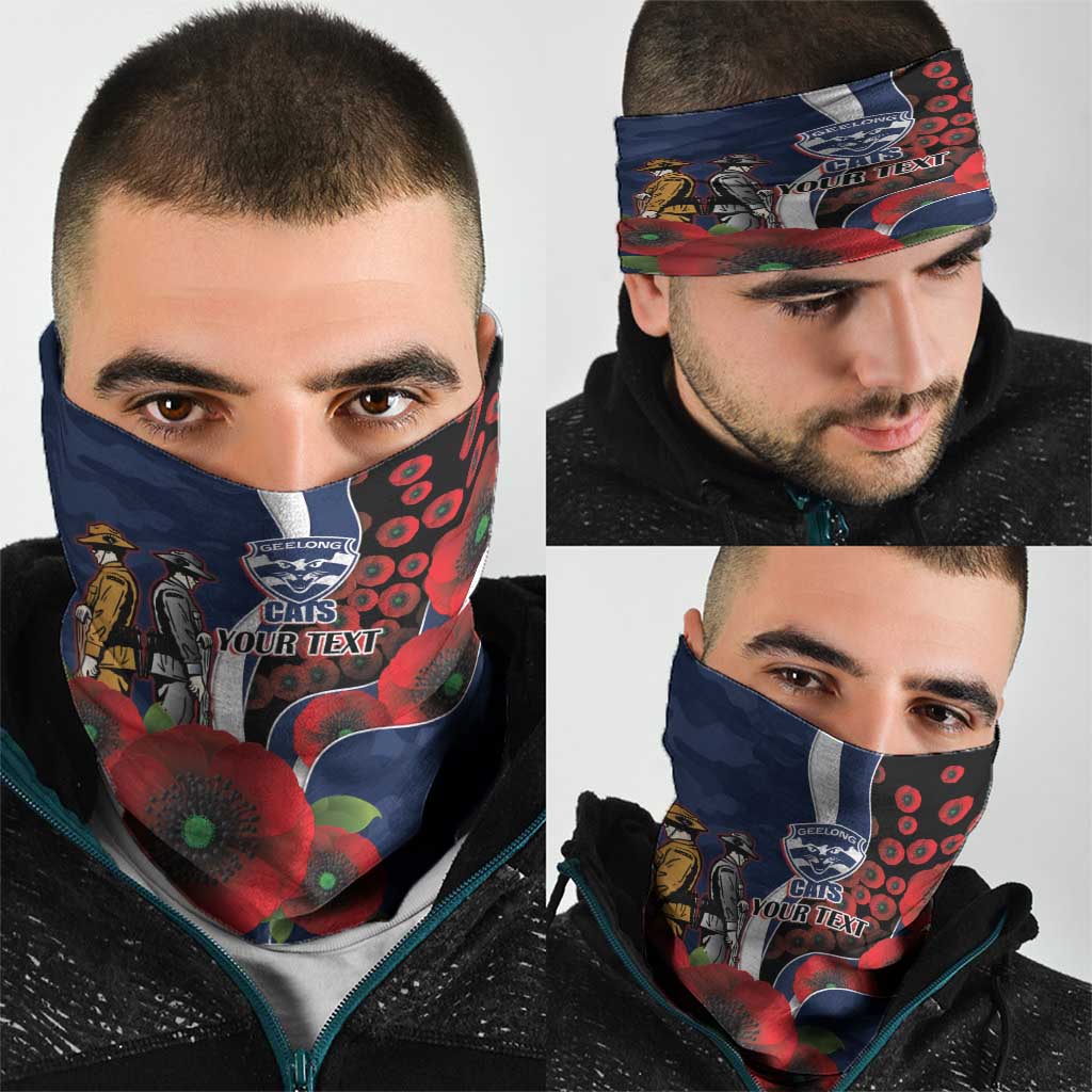 Geelong Cats ANZAC Personalised Neck Gaiter Lest We Forget Poppy Camo