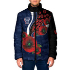 Geelong Cats ANZAC Personalised Padded Jacket Lest We Forget Poppy Camo