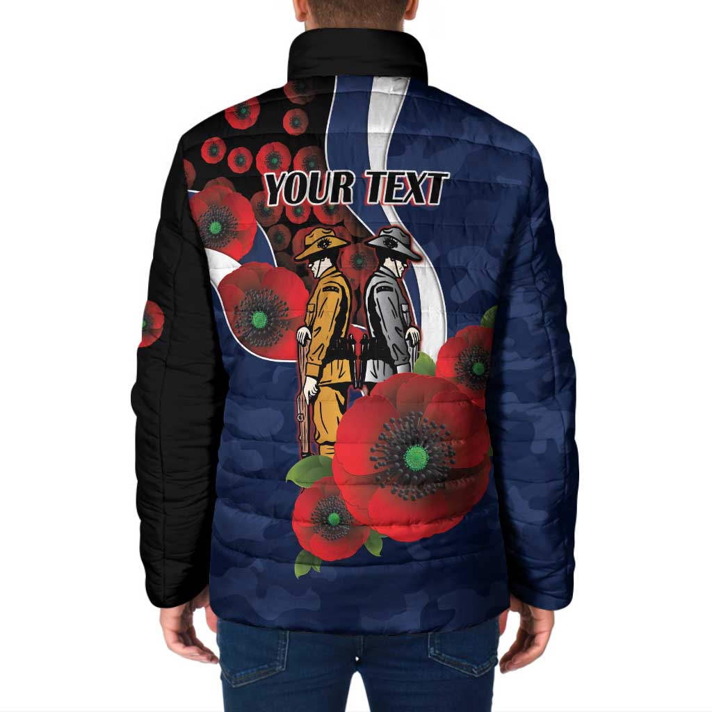 Geelong Cats ANZAC Personalised Padded Jacket Lest We Forget Poppy Camo