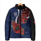 Geelong Cats ANZAC Personalised Padded Jacket Lest We Forget Poppy Camo