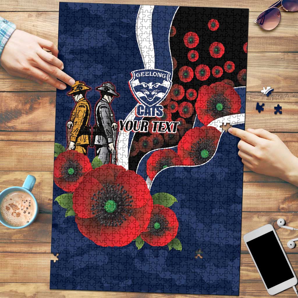 Geelong Cats ANZAC Personalised Puzzle Lest We Forget Poppy Camo