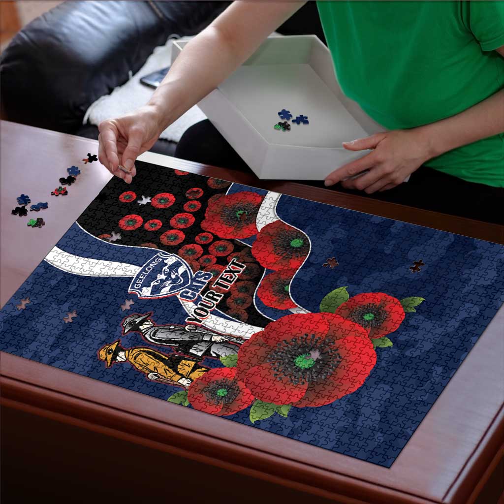 Geelong Cats ANZAC Personalised Puzzle Lest We Forget Poppy Camo