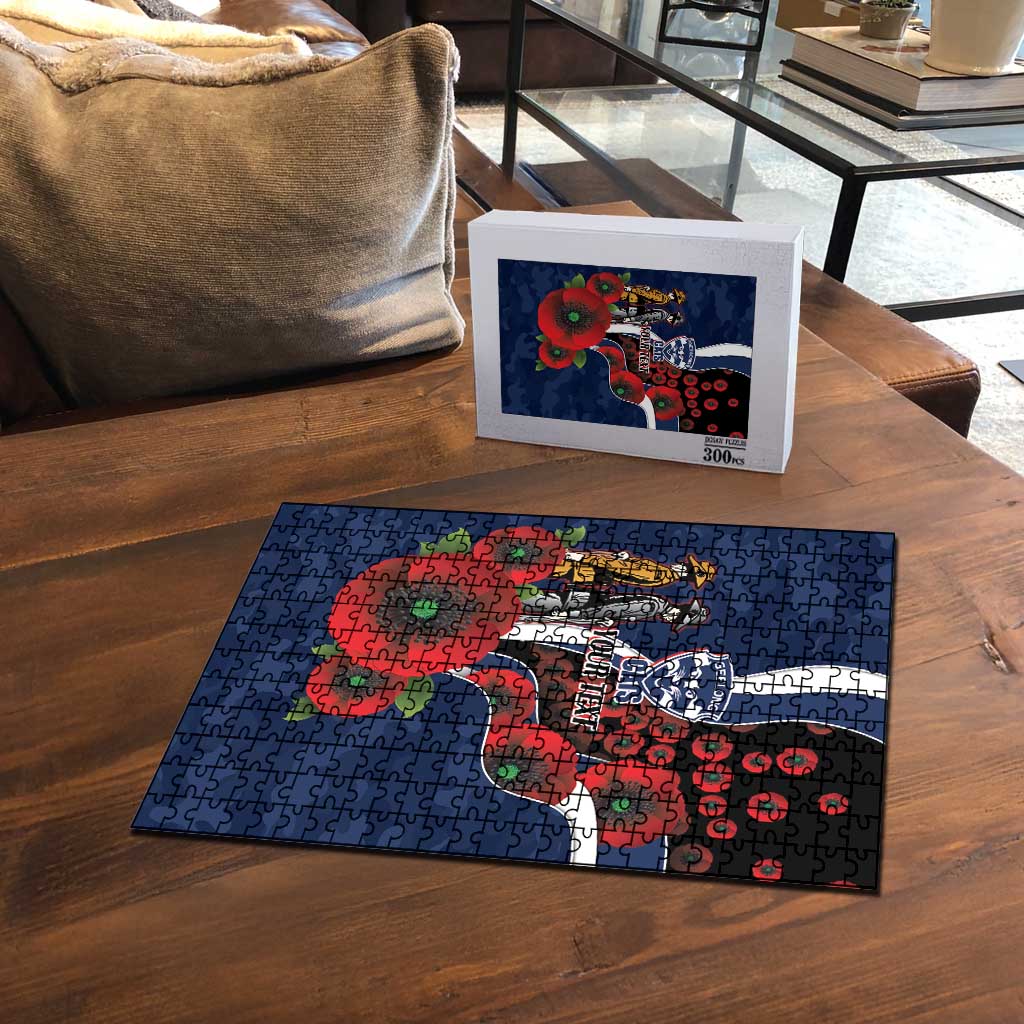 Geelong Cats ANZAC Personalised Puzzle Lest We Forget Poppy Camo
