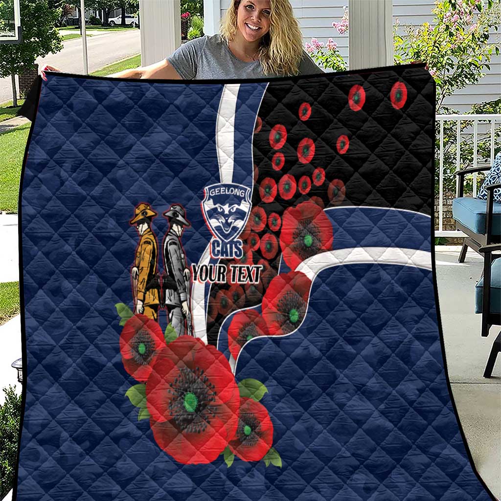 Geelong Cats ANZAC Personalised Quilt Lest We Forget Poppy Camo