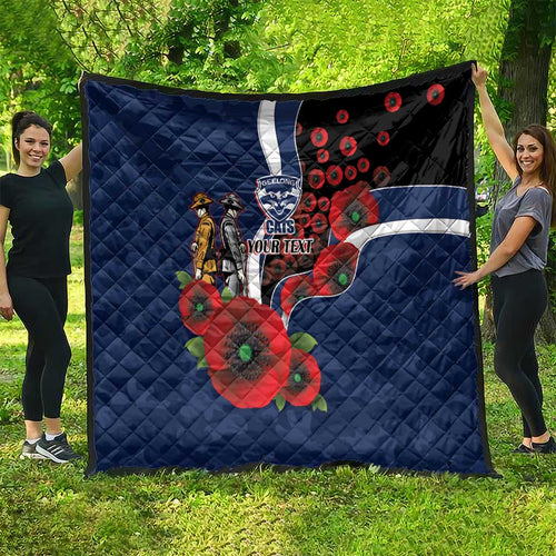 Geelong Cats ANZAC Personalised Quilt Lest We Forget Poppy Camo