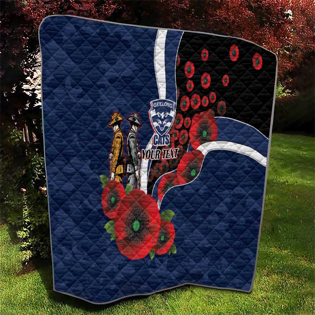 Geelong Cats ANZAC Personalised Quilt Lest We Forget Poppy Camo