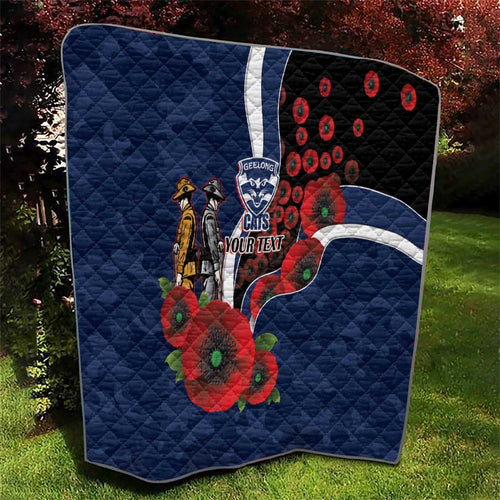 Geelong Cats ANZAC Personalised Quilt Lest We Forget Poppy Camo
