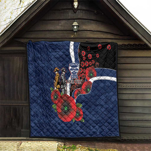 Geelong Cats ANZAC Personalised Quilt Lest We Forget Poppy Camo