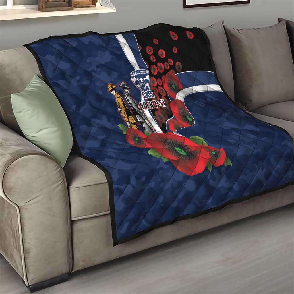 Geelong Cats ANZAC Personalised Quilt Lest We Forget Poppy Camo
