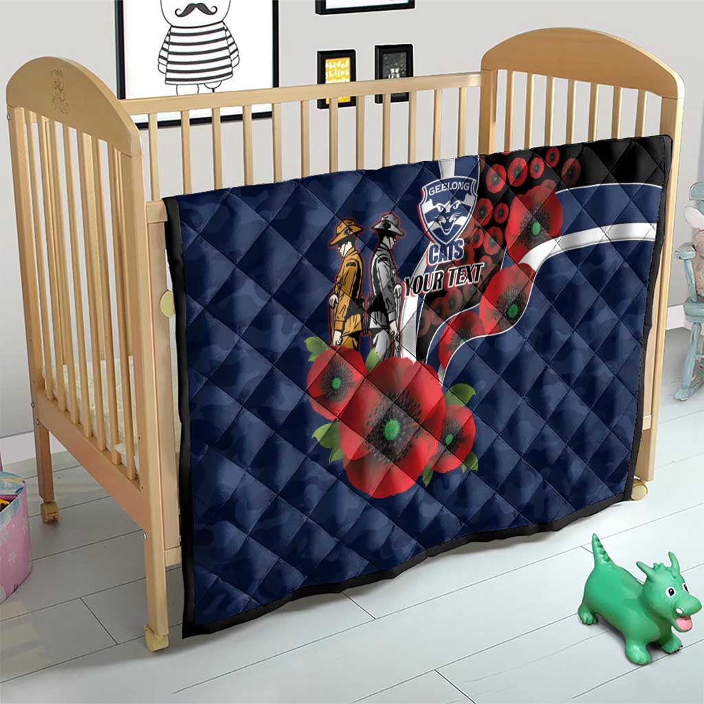 Geelong Cats ANZAC Personalised Quilt Lest We Forget Poppy Camo