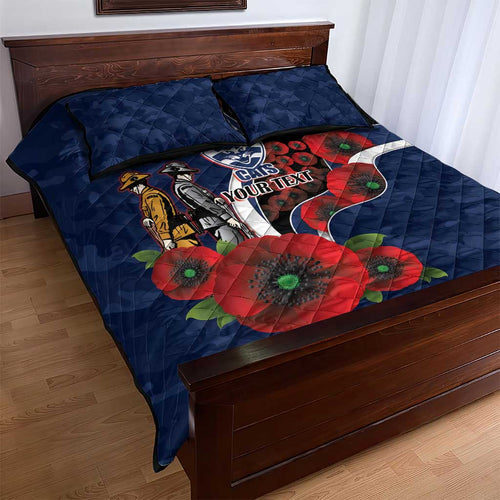 Geelong Cats ANZAC Personalised Quilt Bed Set Lest We Forget Poppy Camo
