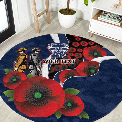 Geelong Cats ANZAC Personalised Round Carpet Lest We Forget Poppy Camo