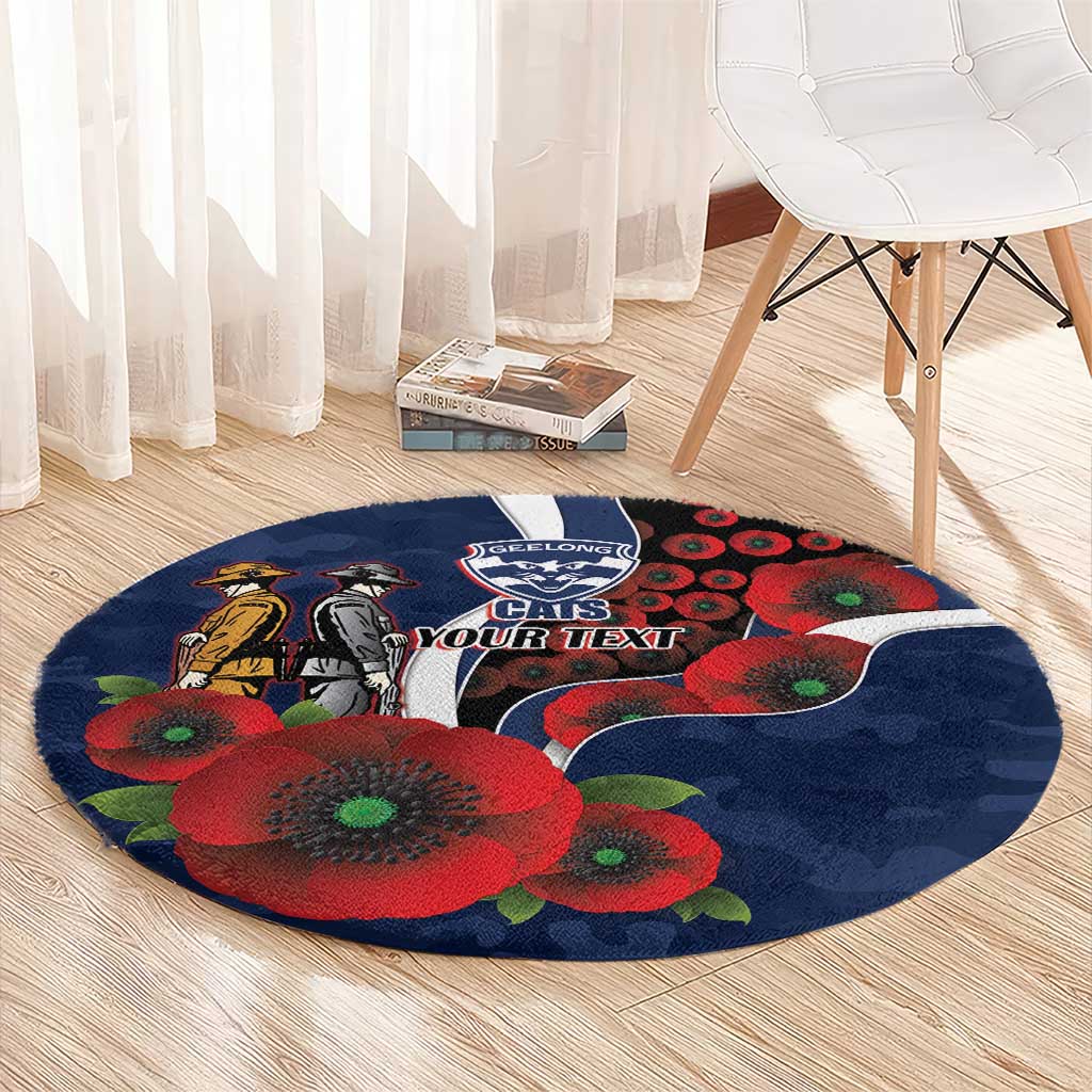 Geelong Cats ANZAC Personalised Round Carpet Lest We Forget Poppy Camo