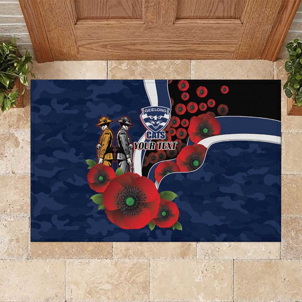 Geelong Cats ANZAC Personalised Rubber Doormat Lest We Forget Poppy Camo