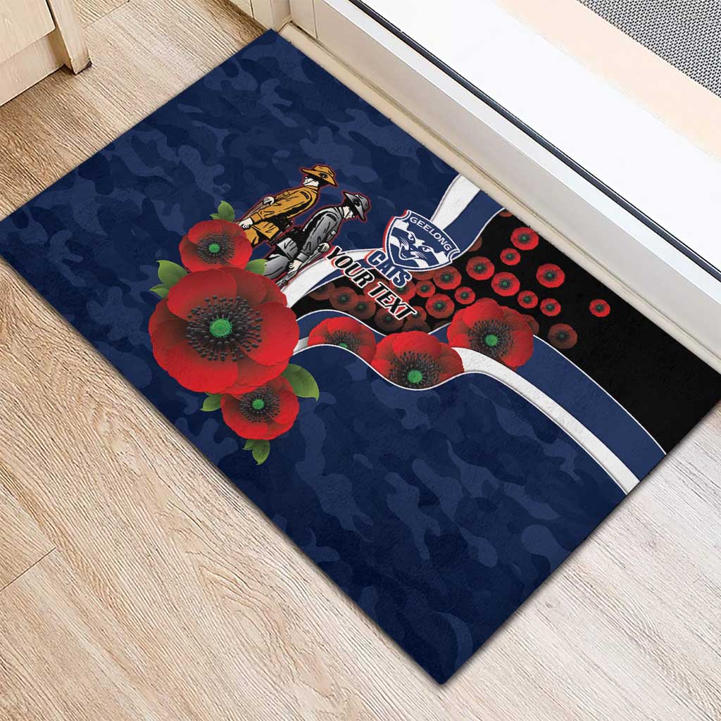 Geelong Cats ANZAC Personalised Rubber Doormat Lest We Forget Poppy Camo