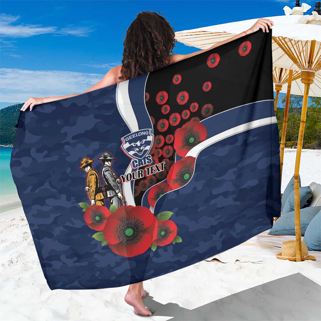 Geelong Cats ANZAC Personalised Sarong Lest We Forget Poppy Camo