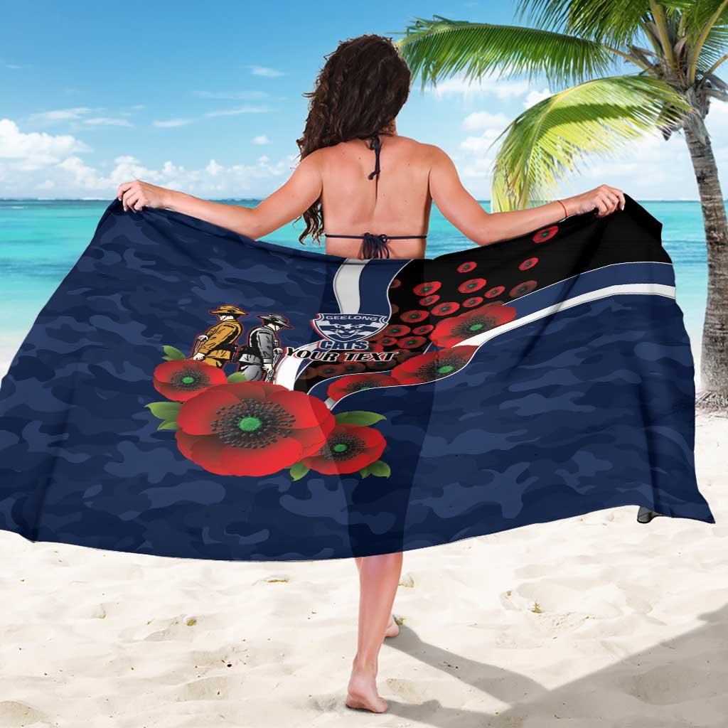 Geelong Cats ANZAC Personalised Sarong Lest We Forget Poppy Camo