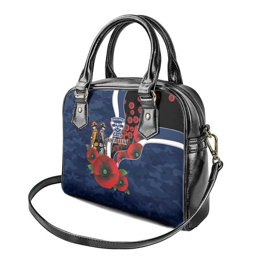 Geelong Cats ANZAC Personalised Shoulder Handbag Lest We Forget Poppy Camo