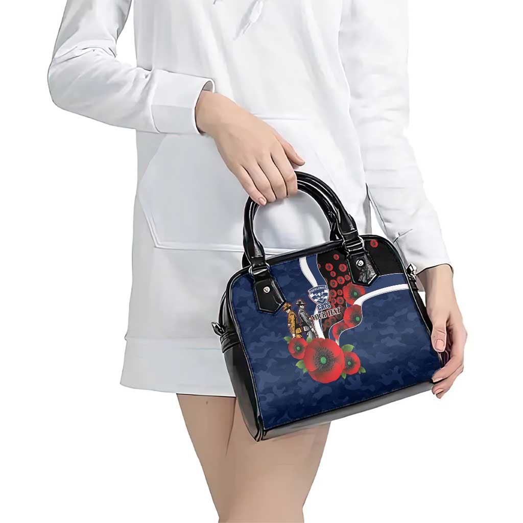 Geelong Cats ANZAC Personalised Shoulder Handbag Lest We Forget Poppy Camo