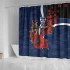 Geelong Cats ANZAC Personalised Shower Curtain Lest We Forget Poppy Camo