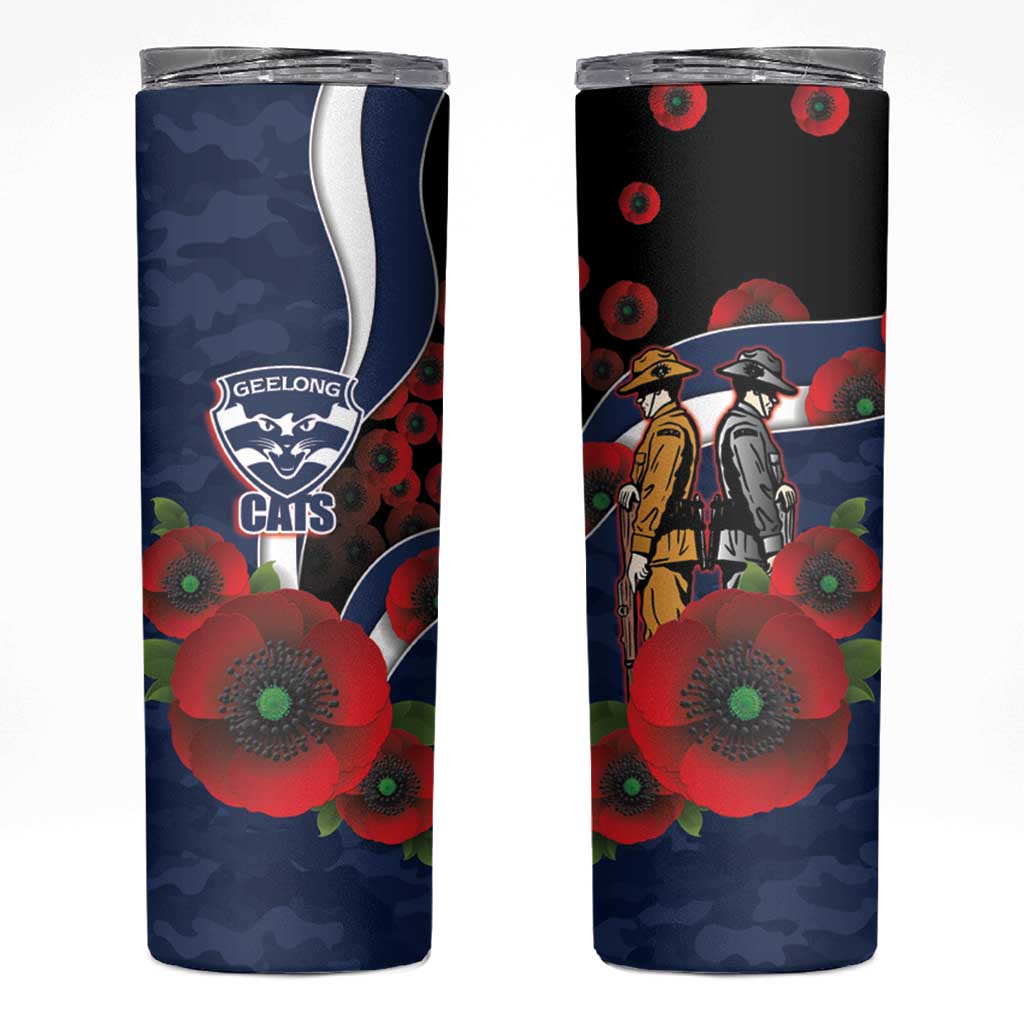 Geelong Cats ANZAC Personalised Skinny Tumbler Lest We Forget Poppy Camo
