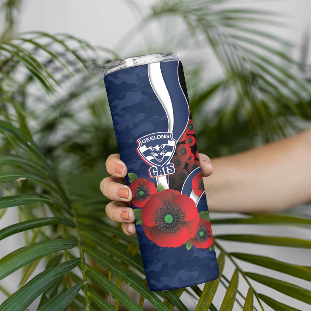 Geelong Cats ANZAC Personalised Skinny Tumbler Lest We Forget Poppy Camo