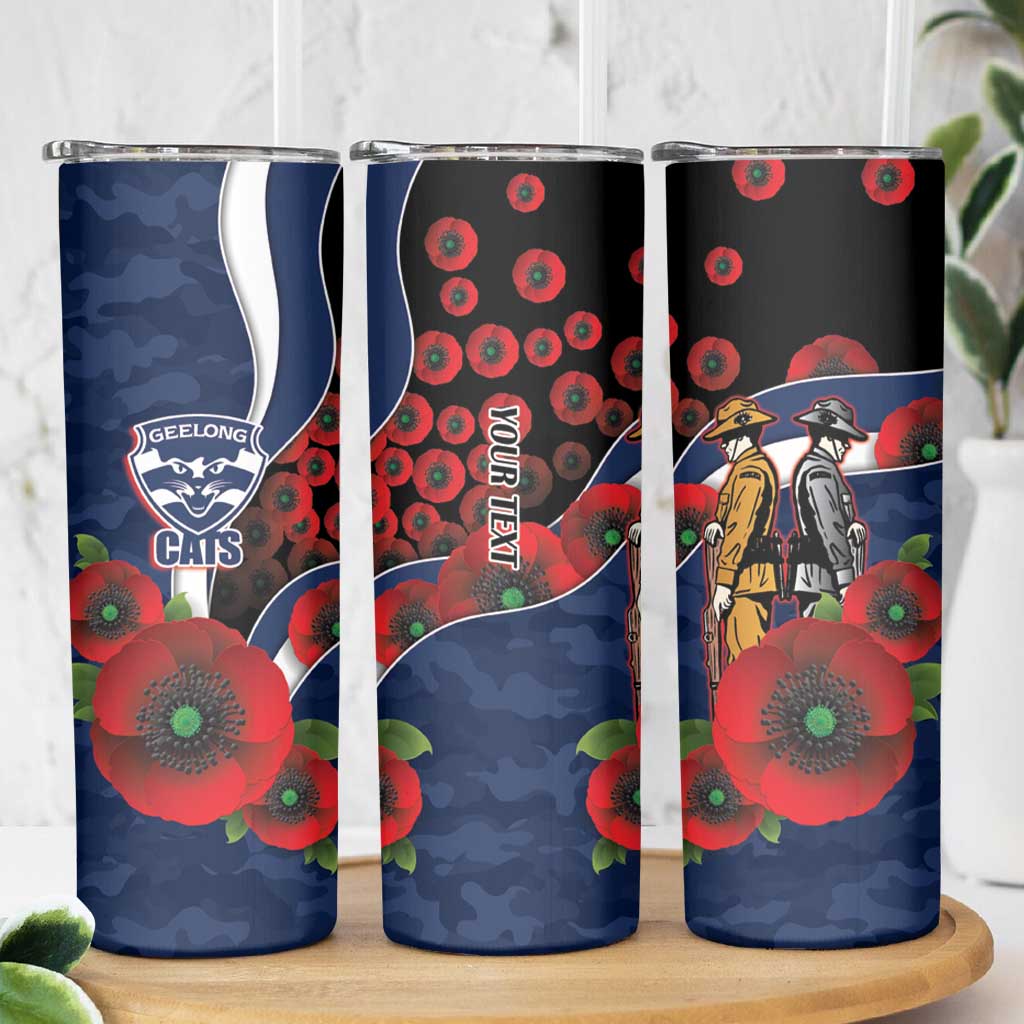 Geelong Cats ANZAC Personalised Skinny Tumbler Lest We Forget Poppy Camo