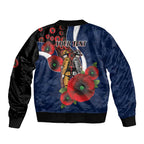 Geelong Cats ANZAC Personalised Sleeve Zip Bomber Jacket Lest We Forget Poppy Camo