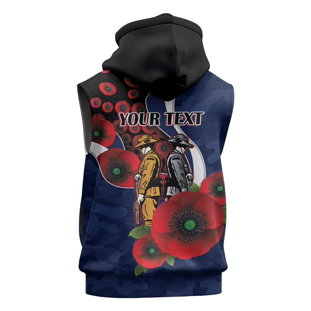 Geelong Cats ANZAC Personalised Sleeveless Hoodie Lest We Forget Poppy Camo