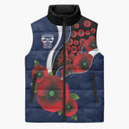 Geelong Cats ANZAC Personalised Sleeveless Puffer Jacket Lest We Forget Poppy Camo