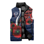 Geelong Cats ANZAC Personalised Sleeveless Puffer Jacket Lest We Forget Poppy Camo