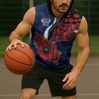 Geelong Cats ANZAC Personalised Sleeveless Zip Hoodie Lest We Forget Poppy Camo