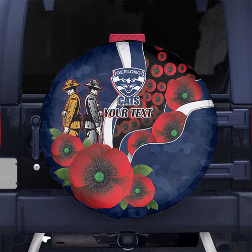 Geelong Cats ANZAC Personalised Spare Tire Cover Lest We Forget Poppy Camo