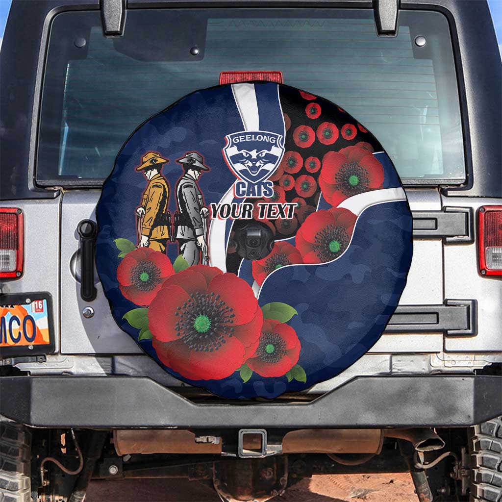 Geelong Cats ANZAC Personalised Spare Tire Cover Lest We Forget Poppy Camo