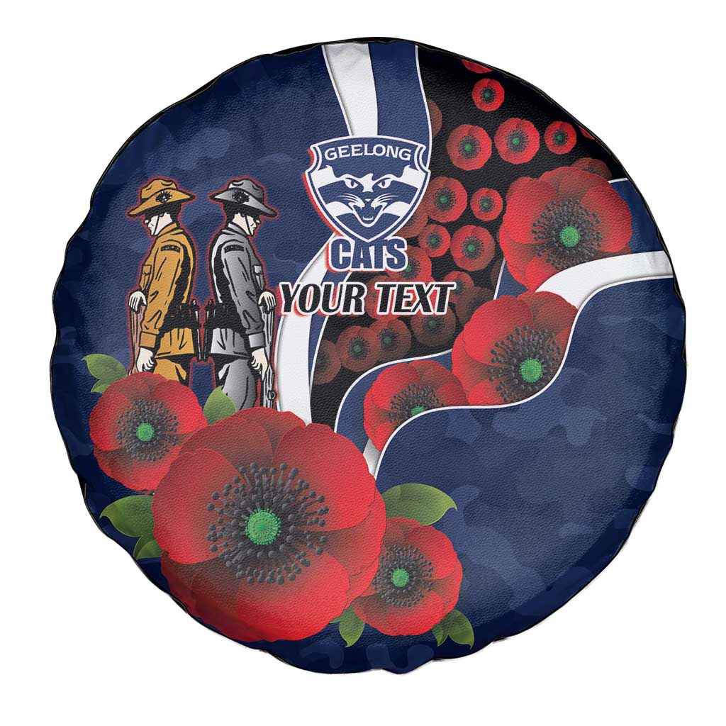 Geelong Cats ANZAC Personalised Spare Tire Cover Lest We Forget Poppy Camo