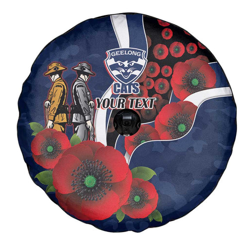 Geelong Cats ANZAC Personalised Spare Tire Cover Lest We Forget Poppy Camo