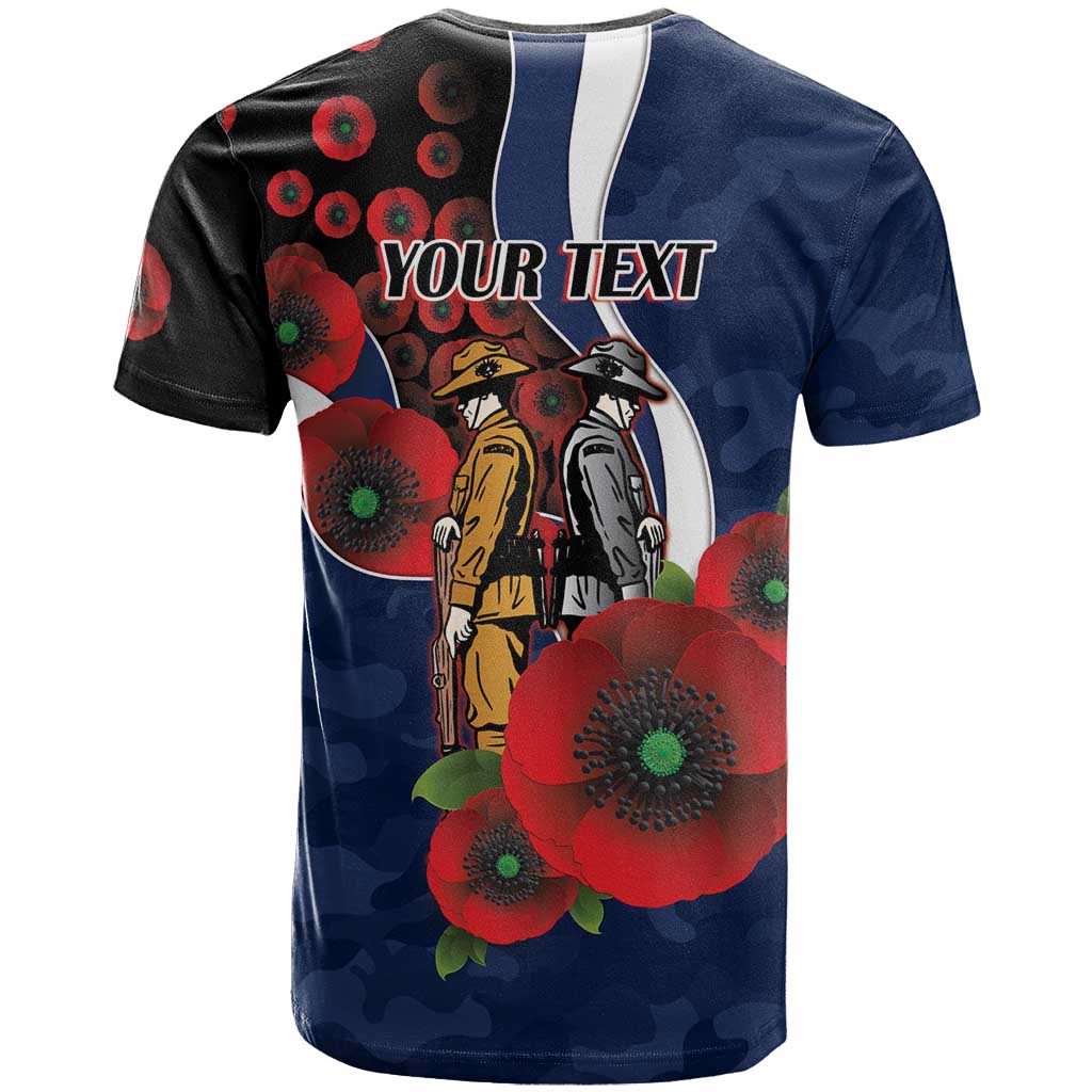 Geelong Cats ANZAC Personalised T Shirt Lest We Forget Poppy Camo
