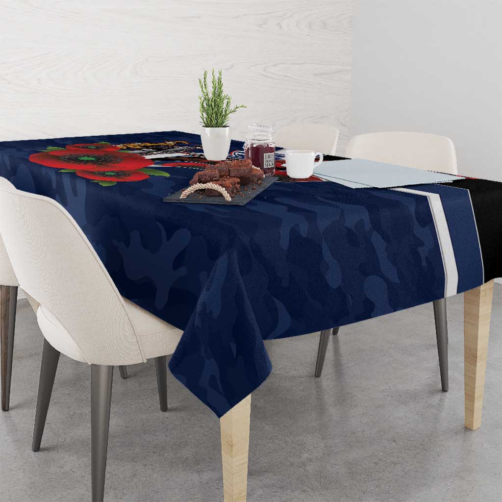 Geelong Cats ANZAC Personalised Tablecloth Lest We Forget Poppy Camo