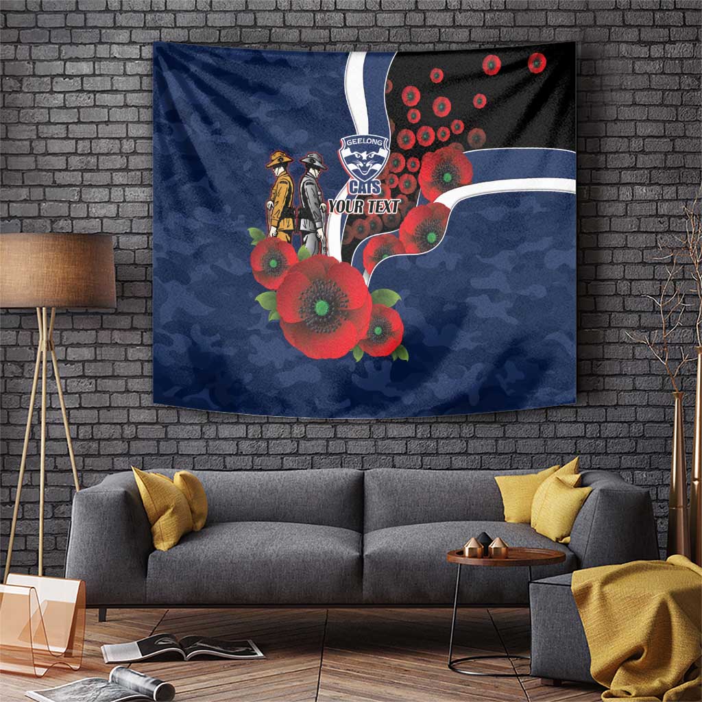Geelong Cats ANZAC Personalised Tapestry Lest We Forget Poppy Camo