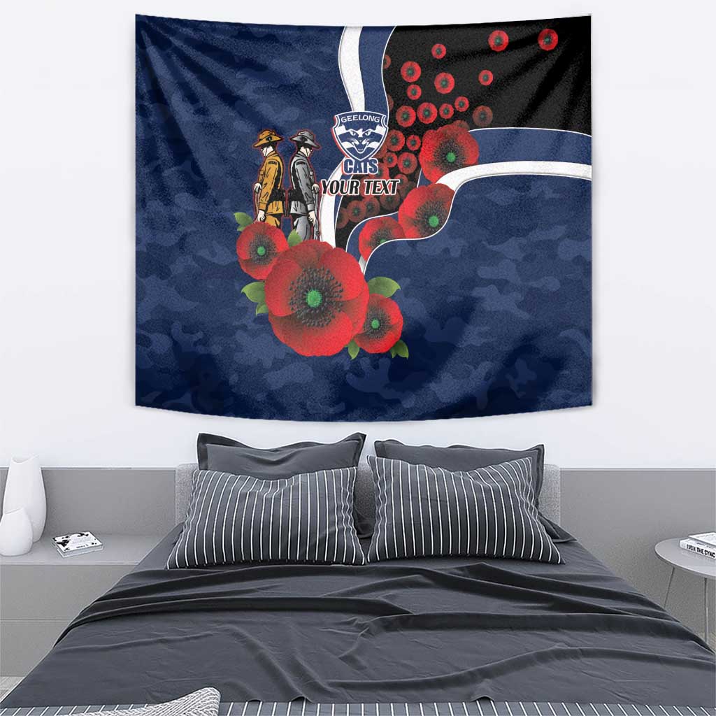 Geelong Cats ANZAC Personalised Tapestry Lest We Forget Poppy Camo
