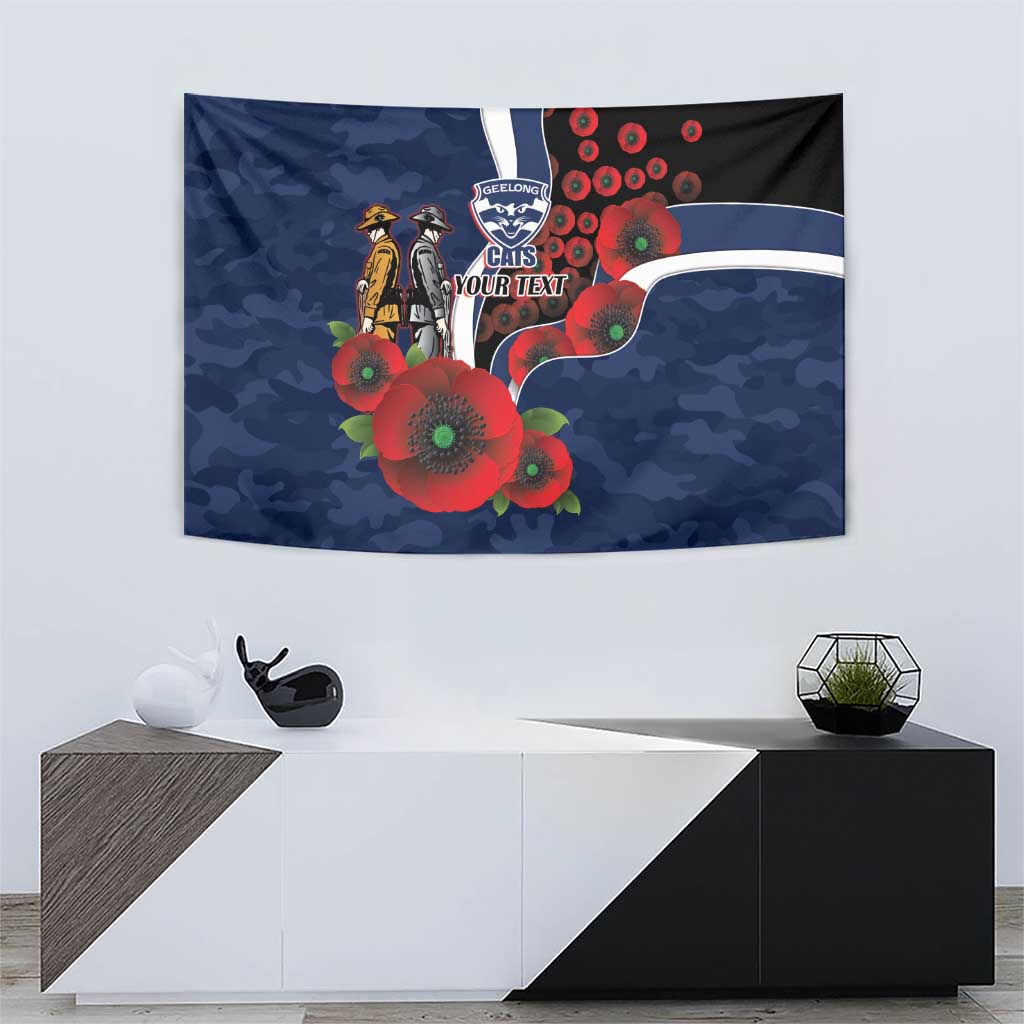 Geelong Cats ANZAC Personalised Tapestry Lest We Forget Poppy Camo