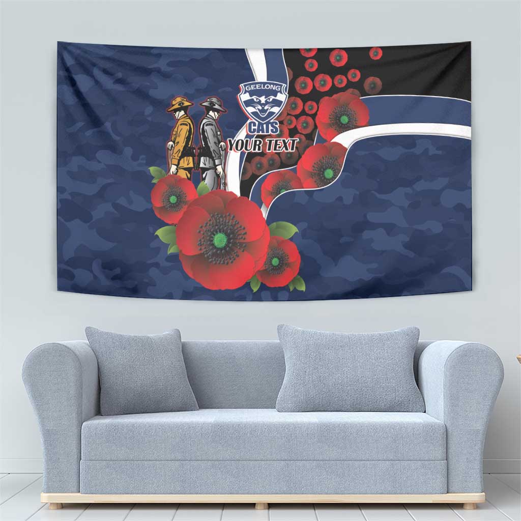 Geelong Cats ANZAC Personalised Tapestry Lest We Forget Poppy Camo