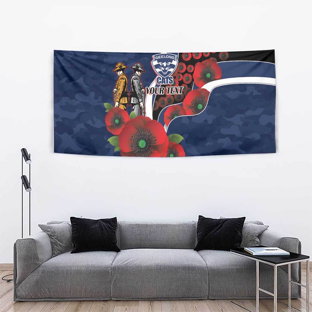 Geelong Cats ANZAC Personalised Tapestry Lest We Forget Poppy Camo