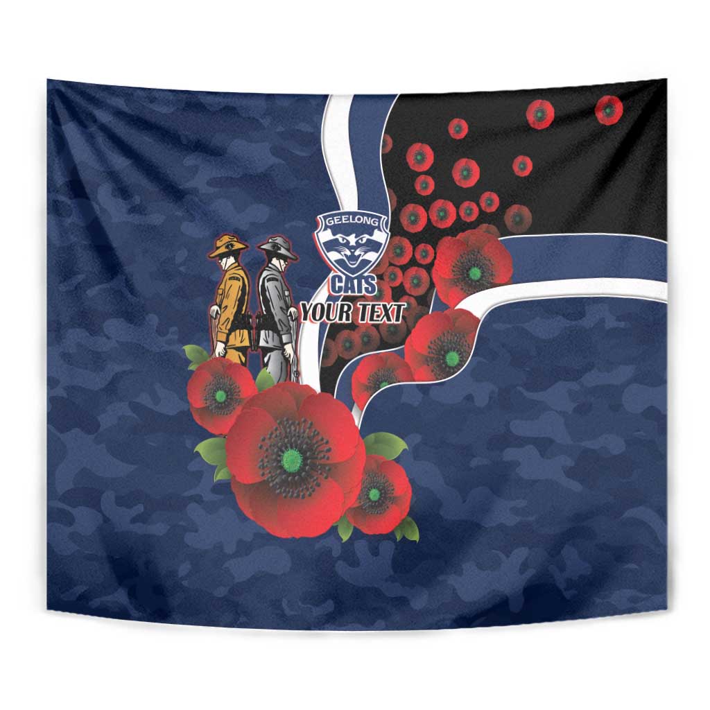 Geelong Cats ANZAC Personalised Tapestry Lest We Forget Poppy Camo