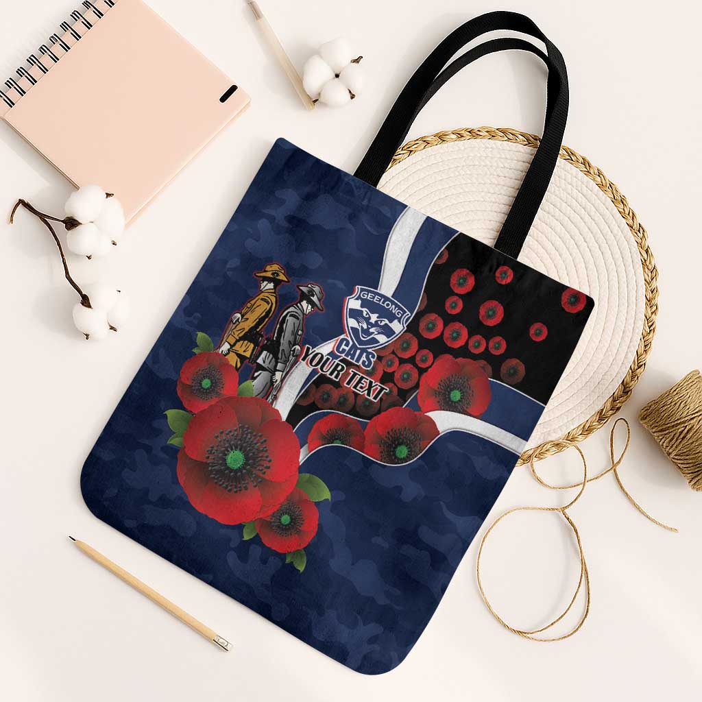 Geelong Cats ANZAC Personalised Tote Bag Lest We Forget Poppy Camo