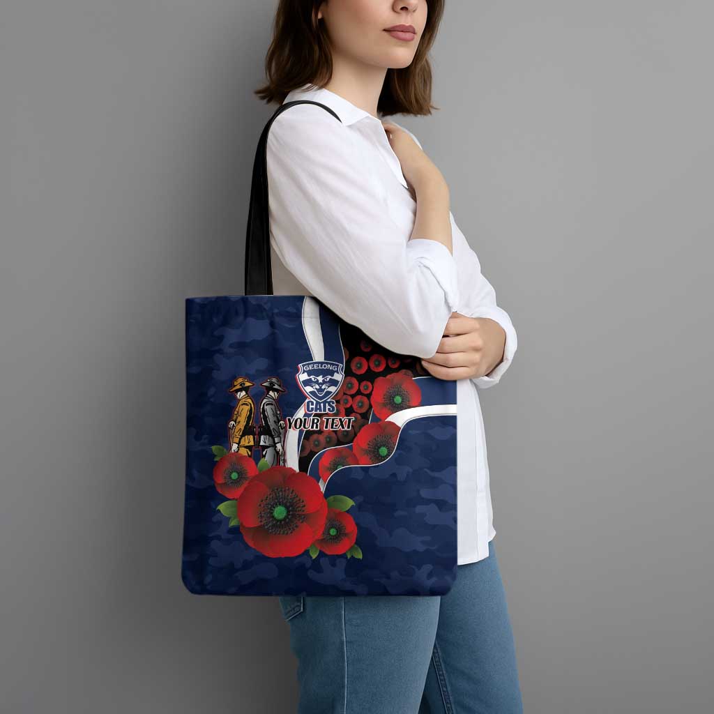 Geelong Cats ANZAC Personalised Tote Bag Lest We Forget Poppy Camo